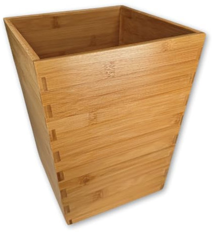 OSCO Quadratischer Bambus-Mülleimer | Höhe 28 cm | Breite - 22 cm | Mülleimer | Papierkorb | Recyclingbehälter | Büro | Zuhause | Badezimmer