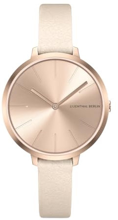 Lilienthal Berlin Damenuhr Rosalux in Rose Bloom - Armbanduhr am weißen Leder-Armband - aus Chirurgenstahl mit einem Quarzuhrwerk & saphirbeschichtetem Glas - 30 mm