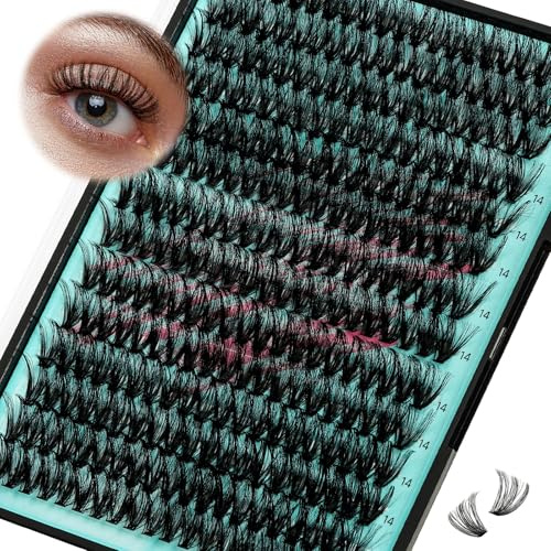 Lash Clusters Wispy 280PCS Eyelash Extension 40D 50D Cluster Lashes Individual Lashes DIY Lash Extension Natural Look Cluster Eyelash Extensions Soft False Eyelashes at Home for Beginners(14mm)