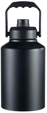 Amagogo Botella de Agua aislada, Jarra de Agua, Botella de Bebida de Acero Inoxidable, Botella Deportiva para Fitness, Camping, Ciclismo, Entrenamiento al, Negro 2l