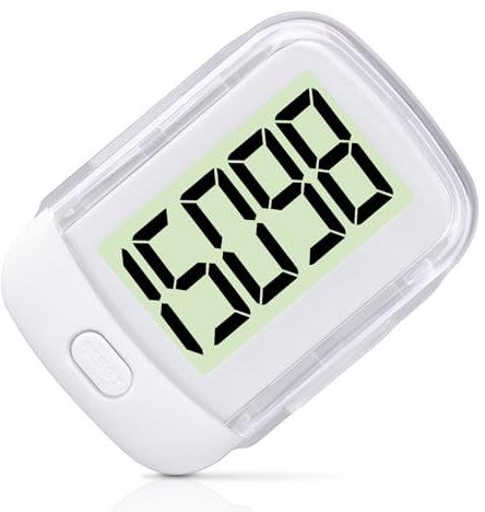 Flintronic Contapassi 3D per Camminare, Contapassi Contapassi per Camminare, Contapassi Sportivo Portatile con Clip e Cordino, Contapassi per Fitness Uomo/Donna/Anziani/Bambini, Bianco