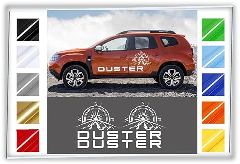 Stick Créa - 2 Stickers autocollants boussole rose des vents compatible pour Dacia Duster (Noir)