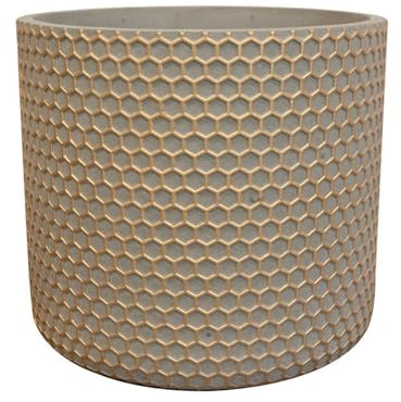 Indoor-Helden Blumentopf Bernt Ø 14 cm, handgefertigter Übertopf Shiny Gold, Übertöpfe für Zimmerpflanzen, Pflanzentopf, Keramik-Pflanzgefäß