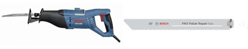 Bosch GSA 1100 E Professional - Sabre saws (Corded)-Black, Blue, Red + 5X PRO Pallet S1022HFR Repair Fast Reciprocating Saw Blade (for Steel, Wood with Nails, Length 200 mm)