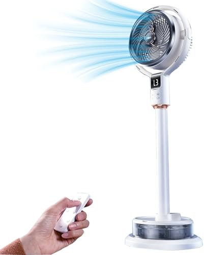 Brumisateur Ventilateur Intérieur Extérieur, Ventilateur Brumisateur Sur Pied, avec Télécommande, Alimentation en Air Grand Angle 3D a 180°, avec Réservoir D'eau de 2,5 L, pour Chambre, Salon