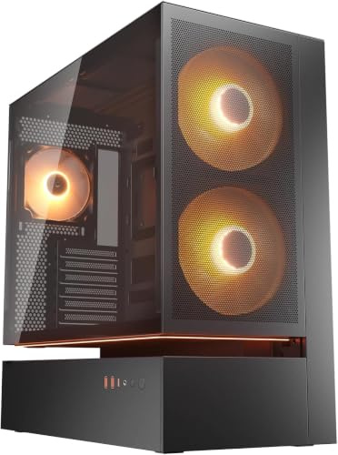 COUGAR CFV235 Mesh MidTower Gehäuse, 400 mm GPU unterstützt, ARGB PWM Lüfter 160 mm x 2, 3-in-1 Frontplatte, 270° Luftstromzugang, Staubfilter, Dual-Magnetfiltration, Kabelmanagement (Schwarz, Mesh)