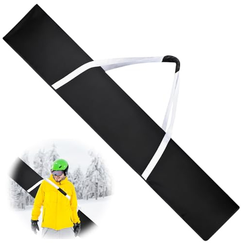 Trendecor 185 cm Skitasche, Skisack für 1 Paar Ski mit Schulterträger und Griff Wasserabweisender Rolltop Skisack Verstellbare Skitasche für Snowboards Stöcke und Ski