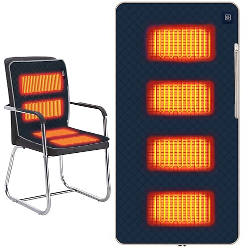 Gobesty Beheizbares Sitzkissen, 45x90cm Sitzkissen Beheizbar, Heizkissen USB mit 3 Heizstufen, 4 Heizzonen, Tragbares Beheizbare Sitzauflage Stuhl für Stadion, Camping, Outdoor, Marineblau