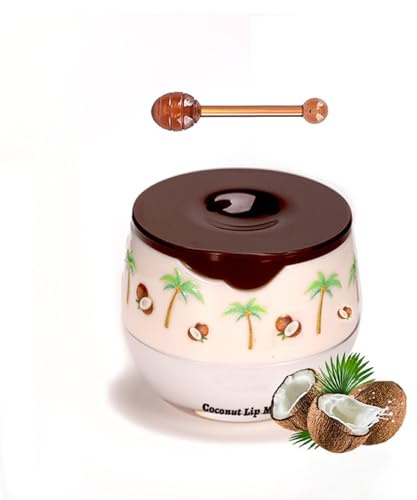 Honey Balm Lippenmaske & Lip Sleeping Mask Set - Honeybalm Original Lip Repair Balm für trockene, rissige Lippen, Reduziert Lippenfalten und spendet intensive Feuchtigkeit (#Kokosnuss, 5.5g)