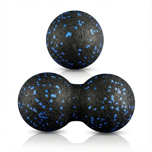 Hopzab 2 PCS Peanut Massage Ball Set, Lacrosse Fascia Ball for Trigger Point Therapy, Deep Tissue Fitness Massage, Myofascial Release, Muscle Tension Relief, for Back, Spine, Foot, Neck