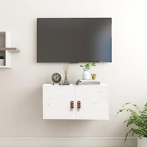 Runheo Wandschrank Weiß 60x30x30 cm, Massivholz Kiefer, Hängeschrank für Wohnzimmer, Schlafzimmer, Küche, Vielseitige Wandregale zur Organisation
