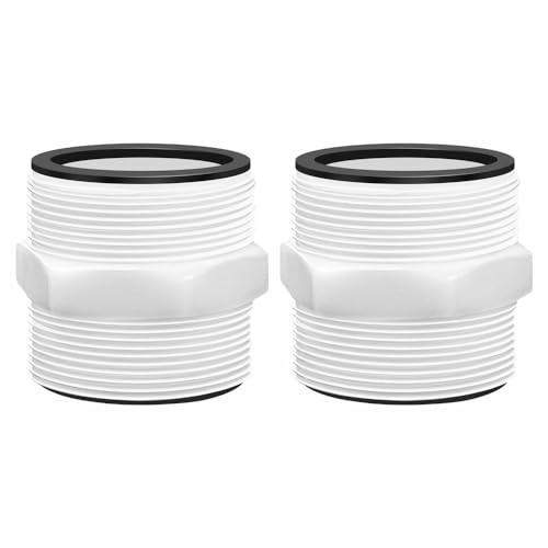 TOP-MAX 2 Stück Pool Adapter 38mm (1,5 Zoll), Doppelgewinde Schlauchkupplung mit O-Ring, Auslaufsichere Verbindung für Poolpumpe & Sandfilteranlage, Passend für Intex & Bestway Systeme