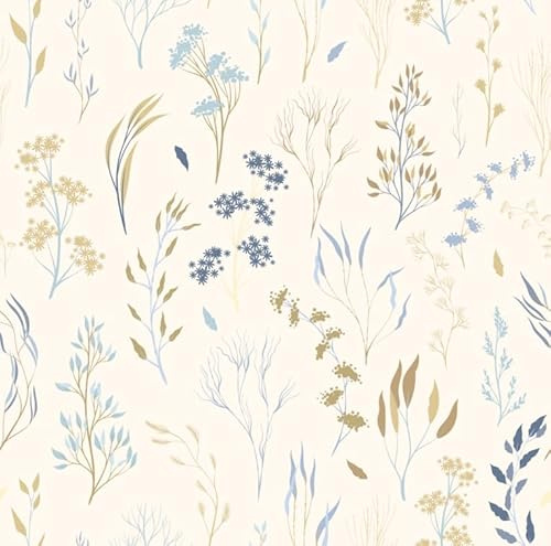 Fiula Beige Floral Peel and Stick Wallpaper, Self Adhesive Waterproof Vinyl Wallpaper 44cm x 300cm, Removable Contact Paper for Kitchen Cabinets, Cupboards & Living Room Walls