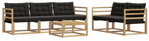 vidaXL Outdoor-Sofagarnitur 6 pcs Weiß und Schwarz 79 x 79 x 37 cm, Garten-Sofa, modernes Ecksofa, Robustes Loungemöbel, stilvolle Terrasse, Bequeme Sitzgruppe