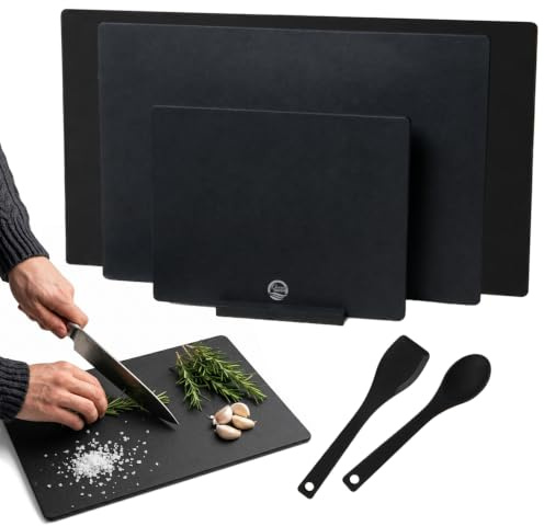 Oceanwash Schneidebrett Set, lebensmittelgeeignetes Resin und Holzfaser, 3 Stück Holzschneidebrett, antibakterielles Cutting Board, spülmaschinenfest bis 60°C