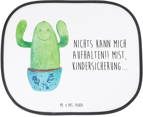 Mr. & Mrs. Panda Auto Sonnenschutz Kaktus Happy - Geschenk, Autosonnenschutz, Sonnenschutz Autofenster, Sonnenschutz für Autoscheiben, Sonnenblende