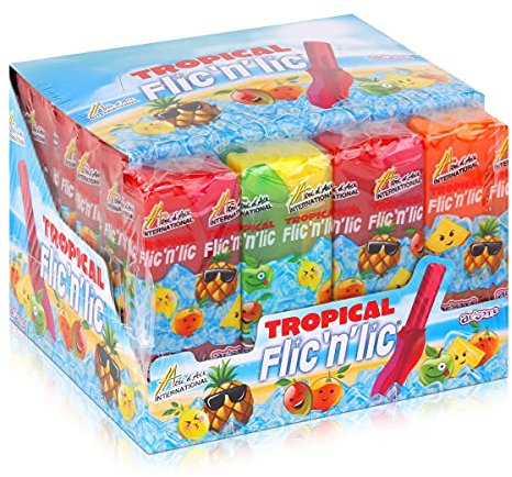 Flic'n'lic Lot de 24 sucettes tropicales, 336 g, double goût de fruits