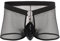 FYMNSI Herren Boxershort Transparent Netz Briefs Slip Metall Ring Retroshorts Männer Boxerbriefs Sexy Mesh Unterwäsche Durchsichtige Trunks Shorts Dessous Unterhosen Reizwäsche Nachtwäsche Schwarz M