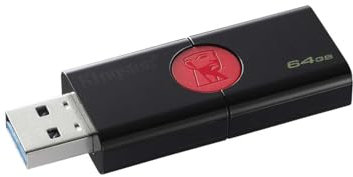 Kingston DataTraveler 106 (DT106/64GB) USB 3.0, Memoria Flash, 64 GB, Negro y Rojo