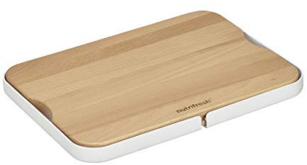 Nutrifresh Prep - Chopping Station - Beech Wood Board with 2 Slide-Out Trays - 30.5 x 22.6 x 2.45 cm