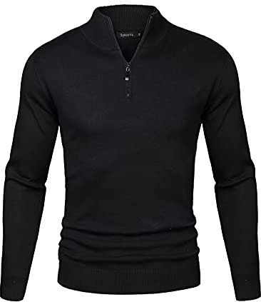 Sykooria Maglione da Uomo Cerniera Maglioni Collo Alto Pullover Manica Lunga Uomo Sweater Morbido Invernale