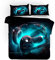 Bettwäsche Set Coole DJ-Musik Schwarz Rot Blau Blitz Kopfhörer Muster Polyester Baumwolle Kinder Junge Jugendliche Bettbezug und Kissenbezug 50x75 cm (Stil # 3, 140 x 200 cm)