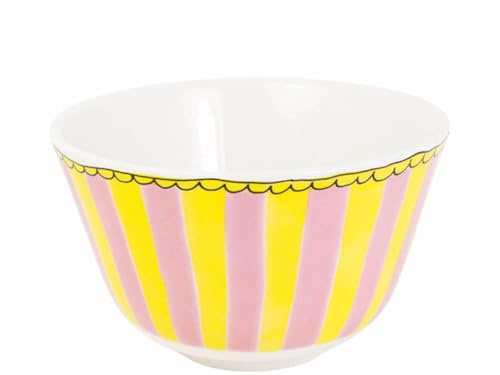 Blond Amsterdam Schale Rosa Gelbe Streifen, 14cm | Keramik, Rosa Gelbe Streifen, Für Frühstück & Snacks, Mikrowellengeeignet, Handwäsche empfohlen