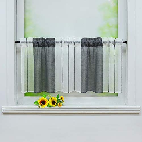 Joyswahl Scheibengardine mit modernem Streifen Design Bistrogardine mit Tunnelzug »Heiko« Transparente Gardine Stores BxH 120x60cm Grau 1er Pack