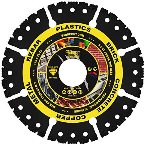 1 x SabreCut VBSC115MU 115mm (4.5 inch) x 22.23mm Bore Vacuum Brazed Multi Material Cutting Angle Grinder Circular Saw Diamond Disc Blade
