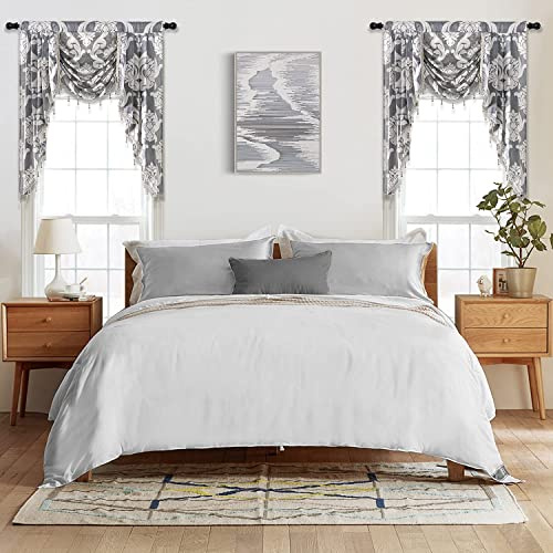 NAPEARL Jabot Vorhänge Volants und Swags-Luxus Fenster Volants für Wohnzimmer, Grau Waterfall Volants für Fenster (1 Panel, 39-Zoll breit)