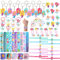 84 Pezzi Gadget Compleanno Bambini Sirena Party Portachiavi Braccialetti Slap Anelli Elastici per Capelli Tatuaggi Temporanei Mollette per Capelli Gadget Sirena Regalini Festa Compleanno Bambini
