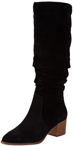 Amazon Essentials Stivali Alti con Tacco A Blocco Donna, Nero, 43 EU