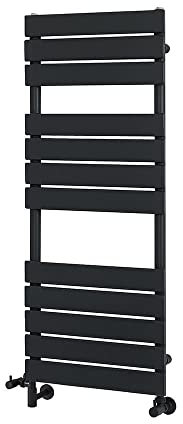 Milano Lustro Black Dual Fuel Flat Panel Heated Towel Rail - 1200mm x 450mm