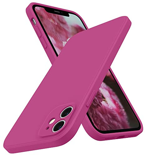 SURPHY Flat Silicone Case Compatible with iPhone 11 Case, Liquid Silicone Slim Fit Case (Individual Protection for Each Len) for iPhone 11 6.1 (Hot Pink)