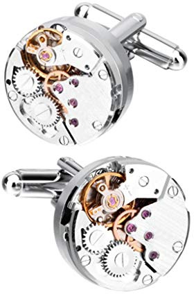 MOBEBI Manschettenknöpfe, Manschettenknöpfe, Geschenk, Funktionelles Uhrwerk, Manschettenknöpfe for Herren-Hemdmanschetten, mechanische Zahnräder, Manschettenknöpfe, Markenschmuck