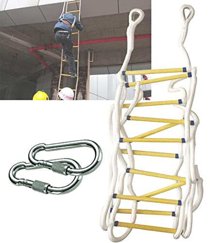 TOOJUN Scala antincendio Portatile Finestra ringhiera del Balcone Corda in Nylon Poliestere Scala di Fuga di Emergenza a 3 Piani con Ganci, Veloce da schierare e Facile da Usare,10m/32.8ft