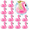 GROBRO7 12Pcs Flamingo Inflatable Drink Holder glitzernde Konfetti schwimmt Tassen Costers Vinyl Schwimmbad schwimmende Getränkehalter für Sommer Wasser Kinder Badespielzeug, Strand Party Supplies