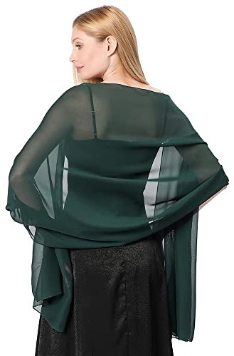 Cckuu Women Chiffon Scarves Elegant Big Size Lightweight Fashion Scarves Shawl Wraps for Spring Autumn Wedding Party(Dark Green)