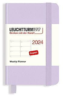 LEUCHTTURM1917 367642 Wochenkalender Mini (A7) 2024, 12 Monate, Lilac, Englisch