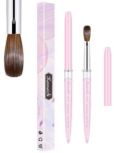 KEMEISI Acrylic Nail Brush Size #10, 100% Pure Kolinsky Nail Art Brushes for Acrylic Application, Sturdy Handle Oval Shaped Acrylic Powder Nail Design Tools for Professional Manicure DIY