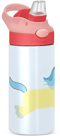 Cartoon Amarillo Unicornio Botella de Agua Acero Inoxidable Beber Térmica con Pajita para Niños Niñas