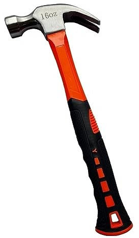 Claw Hammer Shock Absorbing Fibreglass Handle Steel Head Nail Remover 16oz