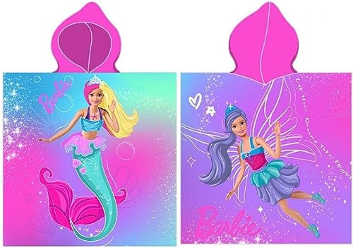Badeponcho Badetuch mit Kapuze Kindertuch Strandtuch 55x110 cm Barbie