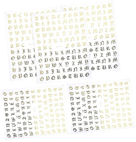 ABOOFAN 5sheets Nail Art Sticker Decals English Alphabet Nail Stickers Easy Apply for Wedding Home Salon