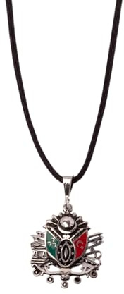 Gök-Türk 925 Sterling Silber Halskette für Herren Unisex Halbmond, Ay Yildiz, Abdulhamids Tugra, Ayetel Kürsi, Tugra, Wolf, Bozkurt, IYI, Alttürkisch - mit schwarzer Schnur