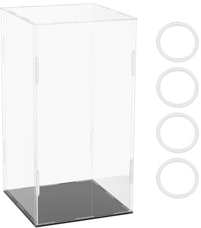 FINGERINSPIRE 16x16x30.5 cm Transparente Acryl Vitrine Selbstmontierbare Rechteckige Acryl Boxen Zur Präsentation Staubdichter Schutz Vitrine Mit Schwarzem Boden Aufbewahrungsbox Für Sammlerstücke