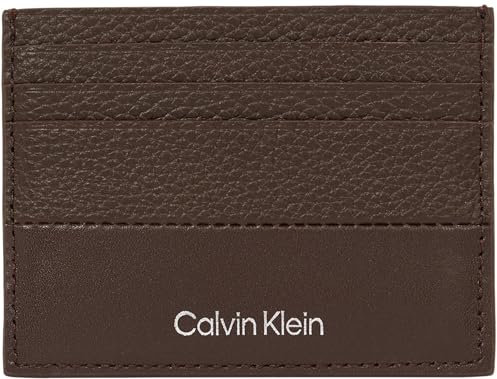 Calvin Klein Uomo Porta Carte Subtle Mix Cardholder Porta Tessere, Marrone (Java Brown Pebble And Smooth), Taglia Unica