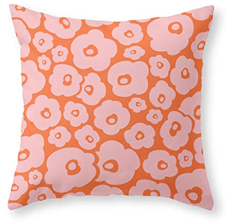 Taies d'oreiller, Motif Fleur Rétro 142 Orange Et Rose Coloré Throw Housse De Coussin Polyester Taie Oreiller Housse De Coussin pour Decoration D'Extérieur Chambre 45X45Cm