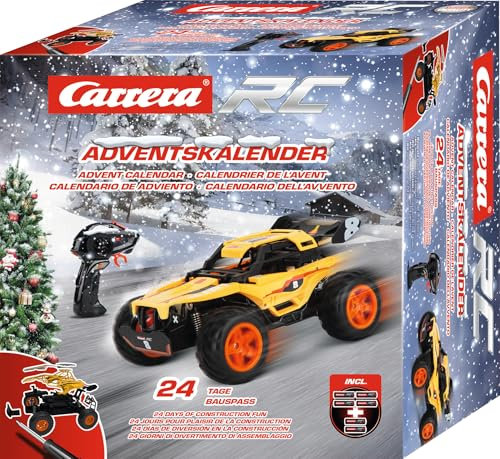 Carrera RC Adventskalender I Xmas Calendar Offroad I Adventskalender Bausatz mit 2,4GHz RC Buggy I 24 Tage Bauspaß I Volle Fahr- und Lenkfunktion I Vollgefedertes Fahrzeug