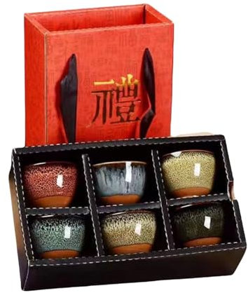 YININGDIANZI 6 Stück Keramik Trinkgeschirr Teegeschirr Chinesisches Kung Fu Tee Set Teetasse Sake Cups 50ml Master Cup Kleine Teeschalen Dekor Geschenk